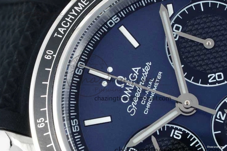 0226 SportInspired Speedmaster Racing Master SS HKF Best Edition Blue Black Dial on Black Rubber Strap A 7817